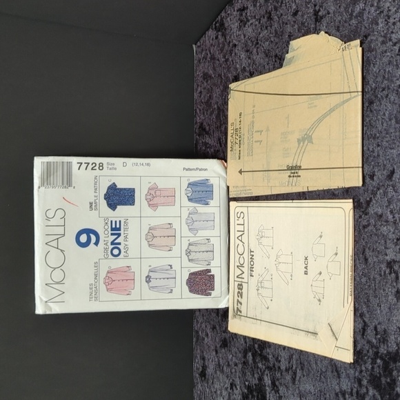 McCall's 7728 Uncut/Unused Women's Blouse Sewing Pattern Size D (12, 14, 16) - Picture 3 of 3